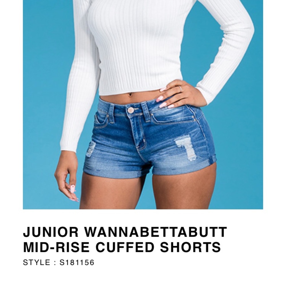 YMI Wanna Better Butt Shorts Mid-Rise Destroyed